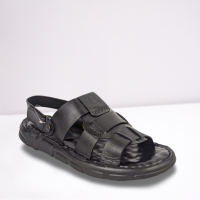 Black Leather Sacchi Shoes For Men