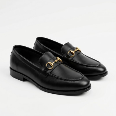 Black Leather Tassel Shoes For Men