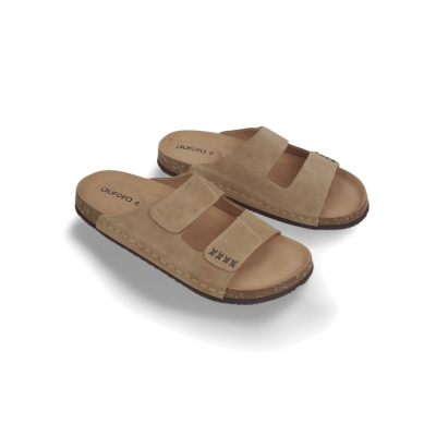 Men’s Classic Suede Cork Sandals – Adjustable Buckle Comfort Footbed Slippers in Brown