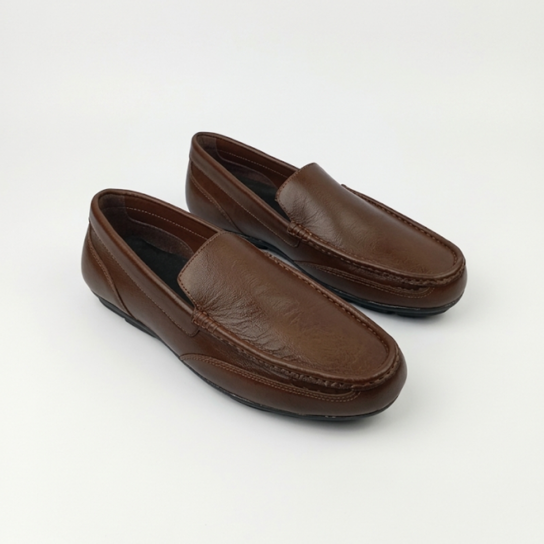 Aurora Men's Genuine Leather Driving Moccasin – Dark Brown Slip-On Loafer