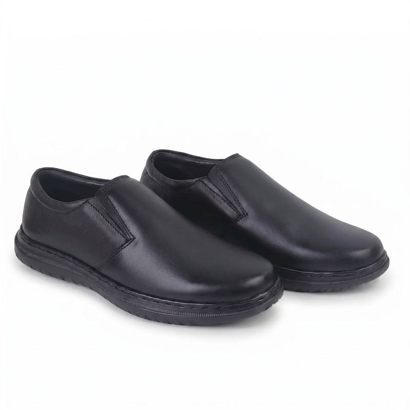 Aurora Men's Genuine Leather Slip-On – Black Casual Semi-Formal Shoe
