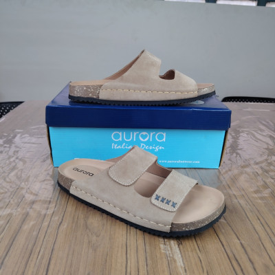 Men’s Classic Suede Cork Sandals – Adjustable Buckle Comfort Footbed Slippers in Brown