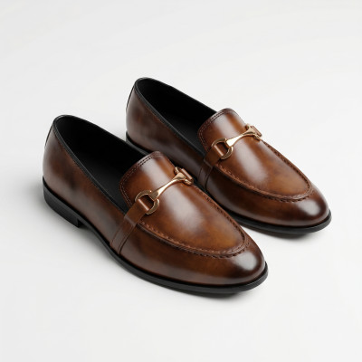 Men Leather Formal Loafers Brown