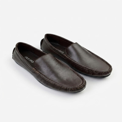 Aurora Men's Genuine Leather Driving Moccasin – Chocolate Slip-On Loafer
